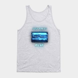 Just Press Play Glitched Retro Cassette Tank Top